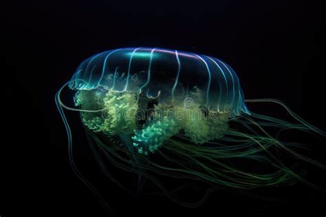  Yellow-banded Feather Boa Jellyfish: This Striking Cnidarian Swims Through Bioluminescent Waters, Leaving Trails of Glittering Wonder!